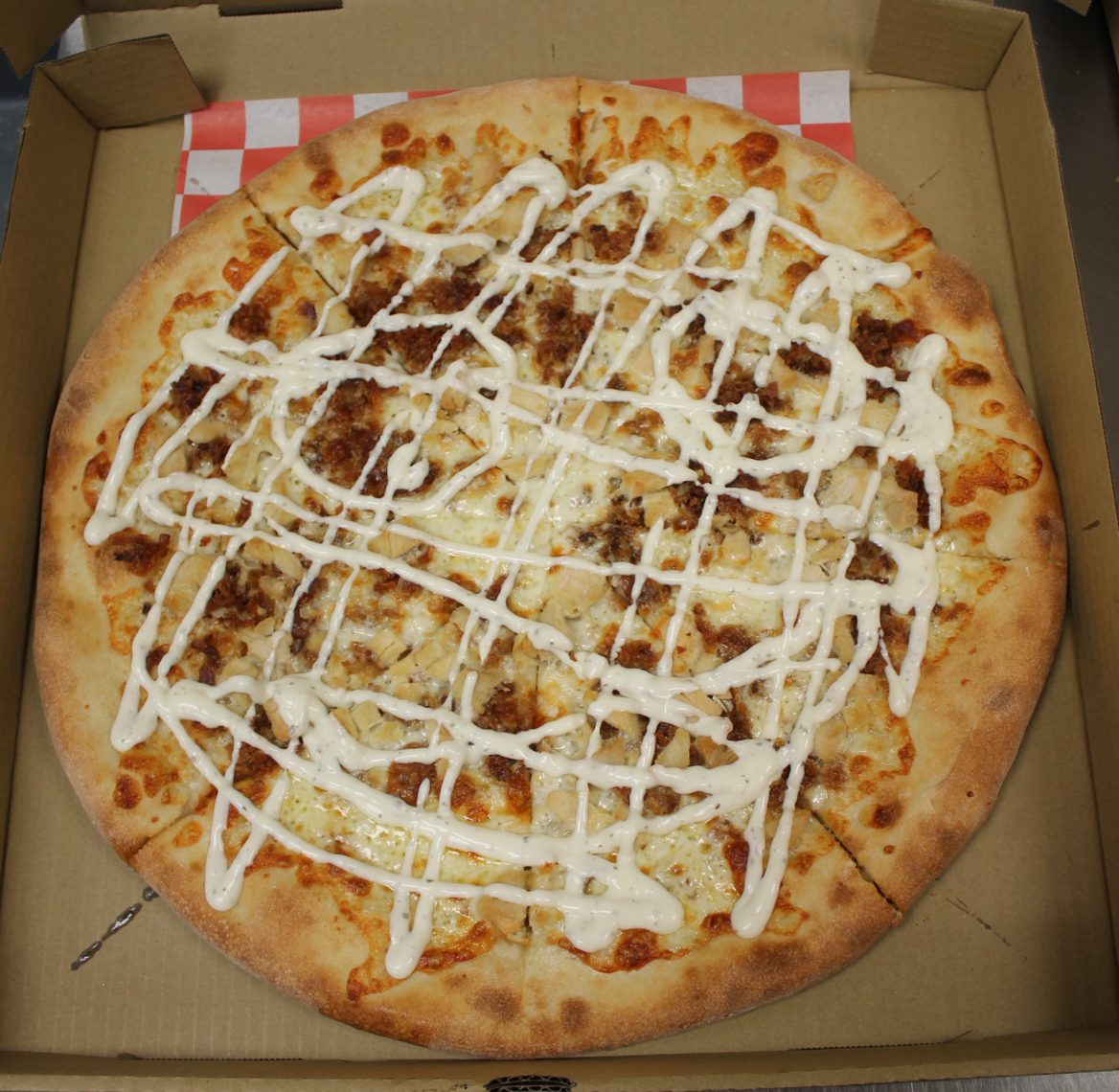 Chicken Bacon Ranch Pizza.