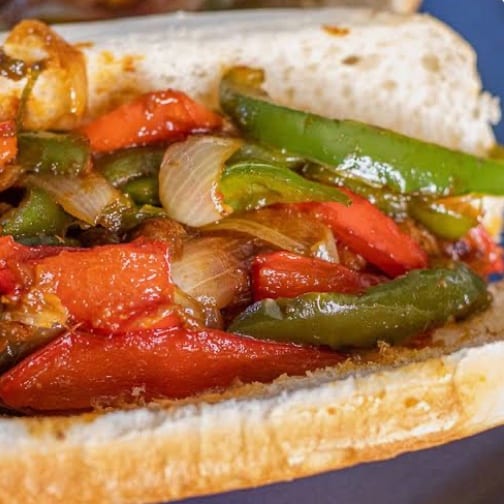 Sausage, Peppers & Onions Sandwich.