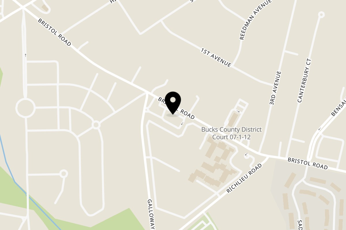 Map showing the location of Sarappo's Pizza on 3328 Bristol Road in Cornwells Heights